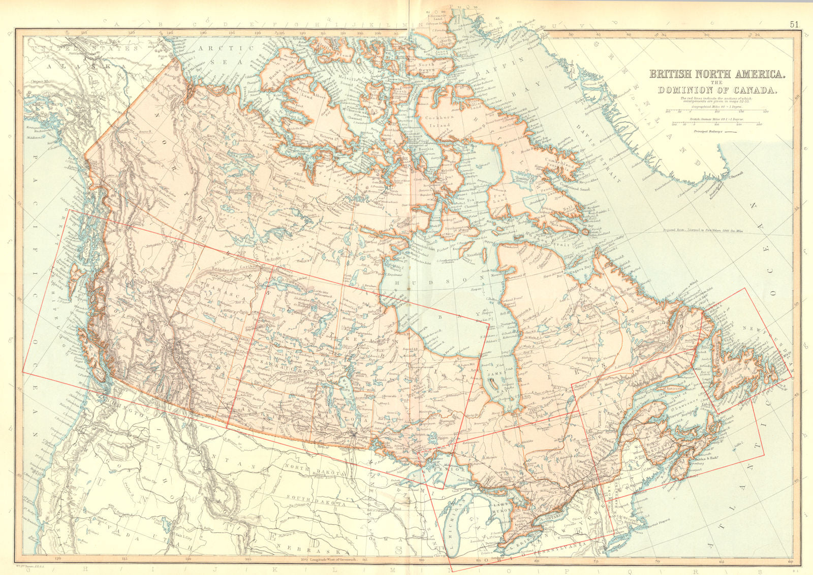 CANADA. Dominion of; British North America. Railways. BLACKIE 1893 old map